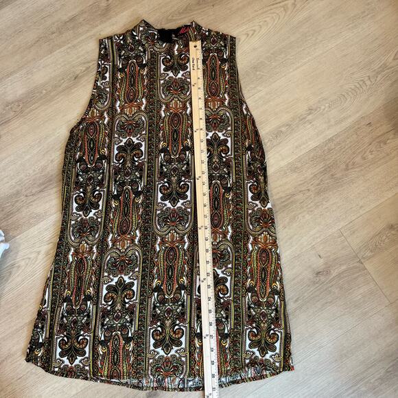 MOTEL Paisley Mockneck Sleeveless Shift Mini Dress Size M - Picture 6 of 9